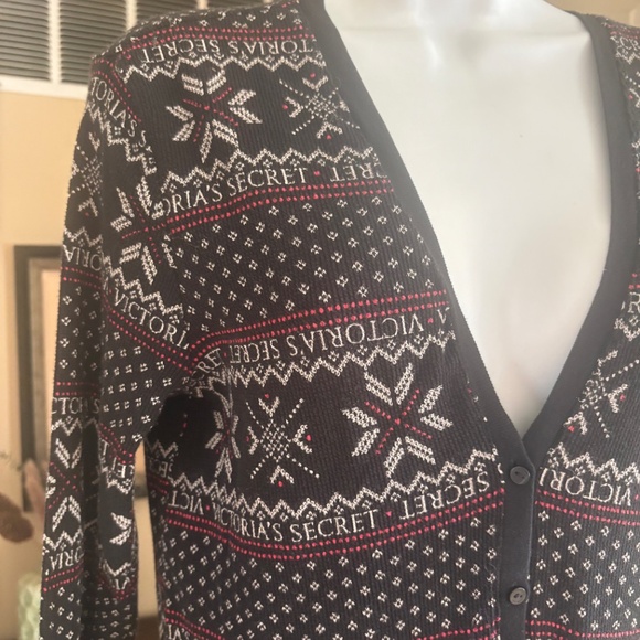 NWOT Victoria's Secret Snowflake Print Thermal Lounge Long John Pajamas M - Picture 4 of 5